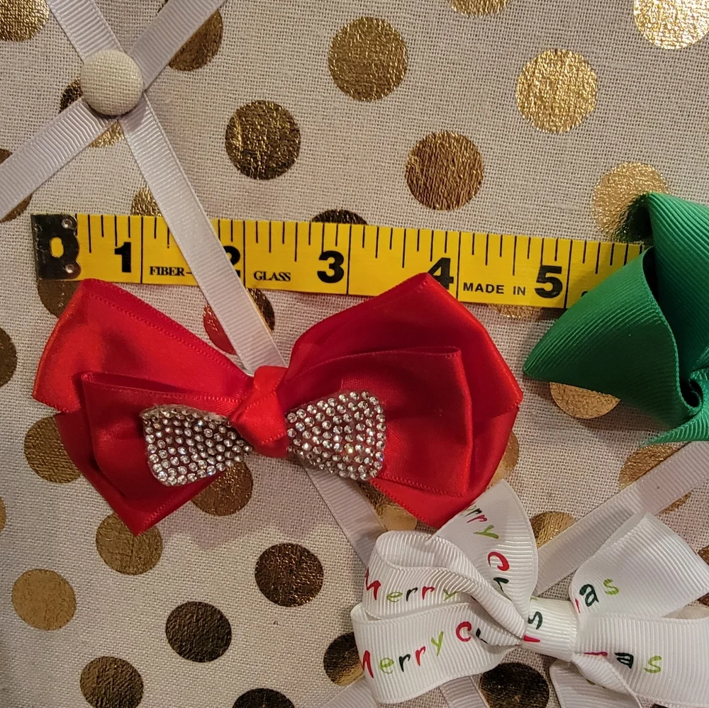 Kids Christmas Bow Set - Green, Red, White